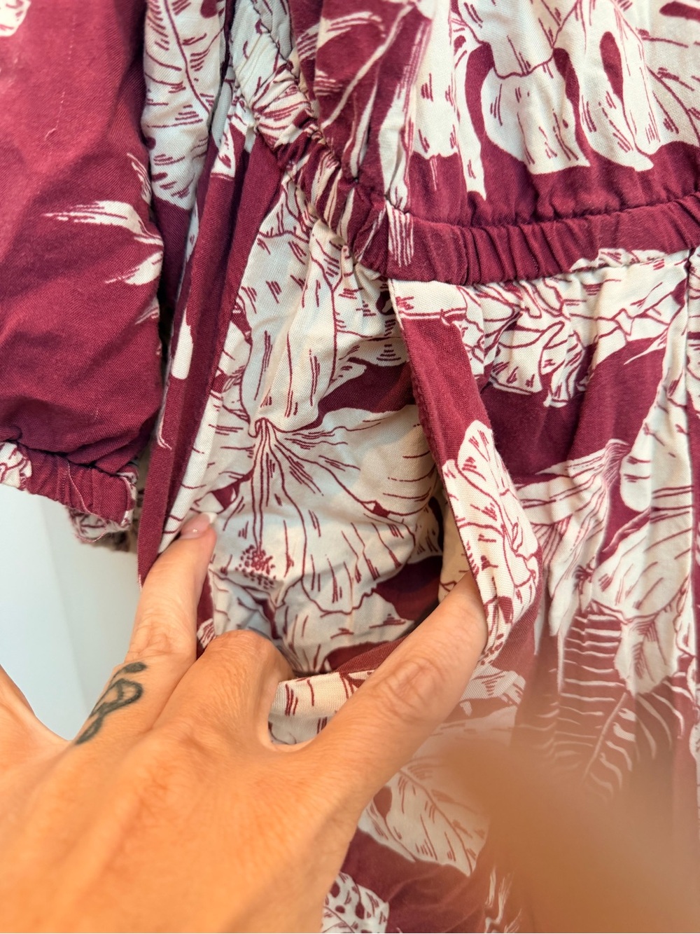 Torrid Boho Chic Y-Neck Challis Maxi Dress in Nova Floral Plum Plus Size 2X - Picture 10 of 15